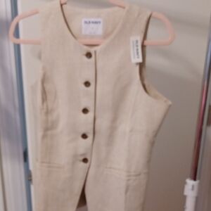Old Navy Beige Button-Up Vest